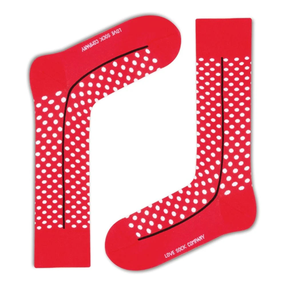 Love Sock Company Men's Funky Cool Polka Dots Dress Socks Red Line Red (M) - LOVE SOCK COMPANY