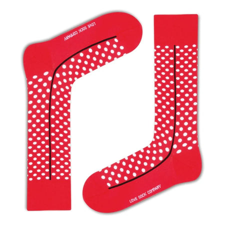 Love Sock Company Men's Funky Cool Polka Dots Dress Socks Red Line Red (M) - LOVE SOCK COMPANY