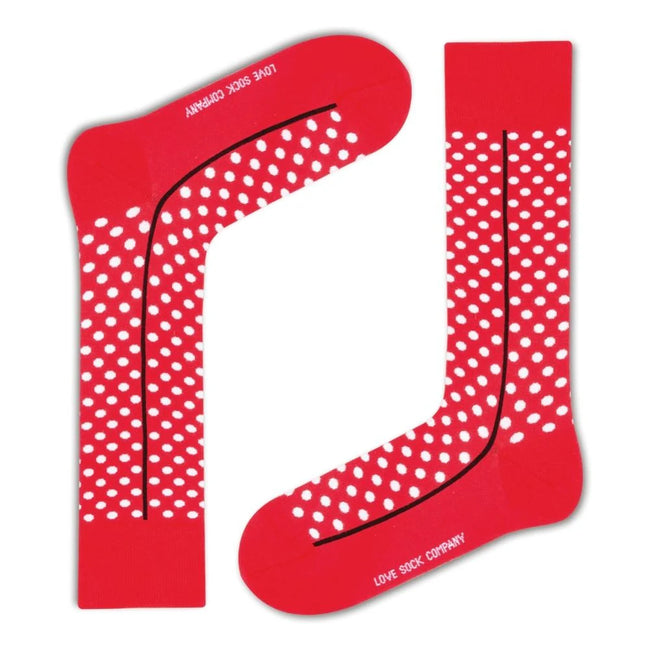 Love Sock Company Men's Funky Cool Polka Dots Dress Socks Red Line Red (M) - LOVE SOCK COMPANY