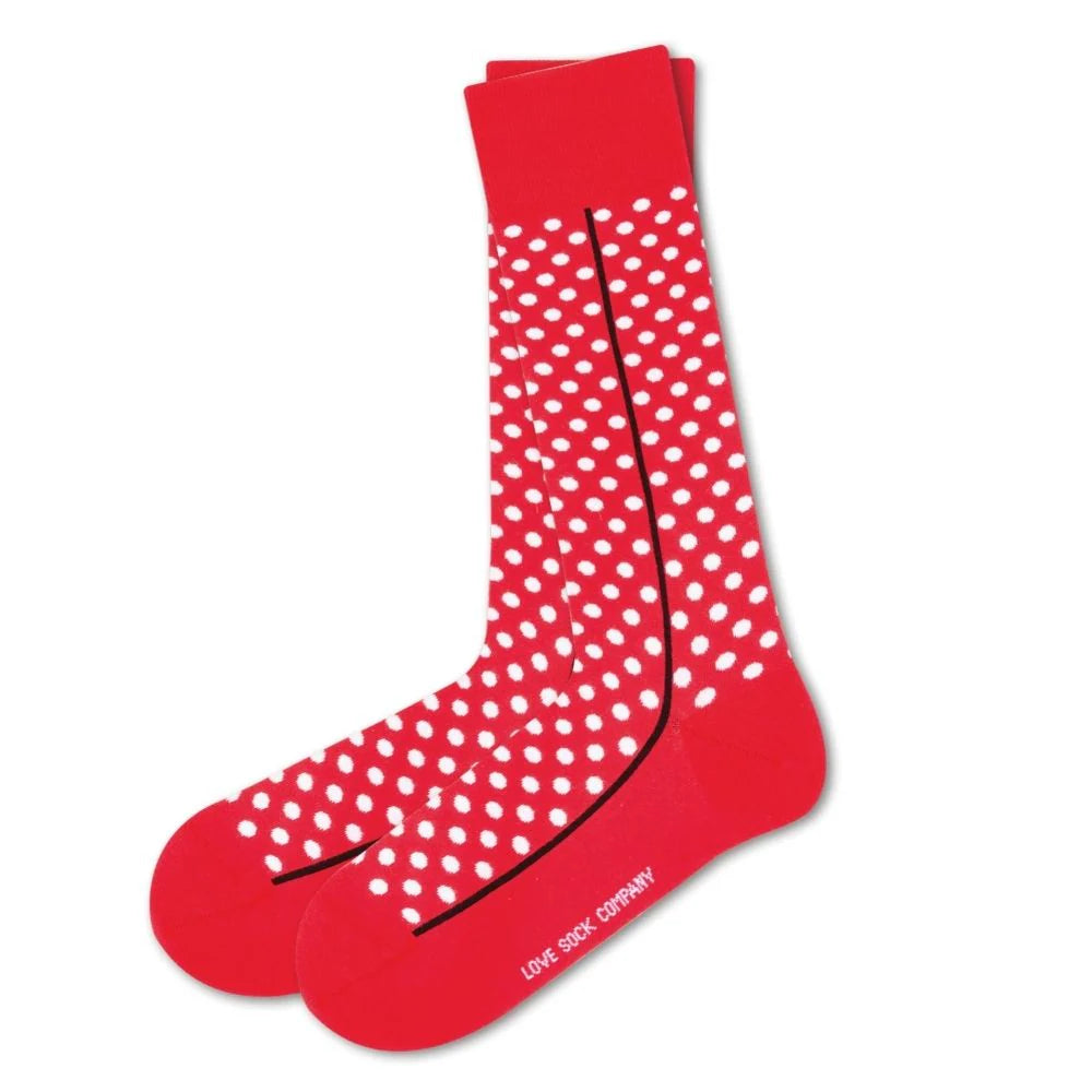 Love Sock Company Men's Funky Cool Polka Dots Dress Socks Red Line Red (M) - LOVE SOCK COMPANY