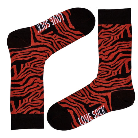 Tiger animal print fun patterned organic novelty crew socks for women - LOVE SOCK COMPANY