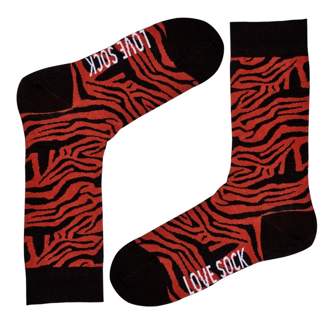 Tiger animal print fun patterned organic novelty crew socks for women - LOVE SOCK COMPANY