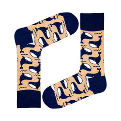 Whale Novelty Socks Beige (Unisex) - LOVE SOCK COMPANY