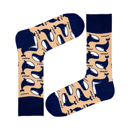 Whale Novelty Socks Beige (Unisex) - LOVE SOCK COMPANY