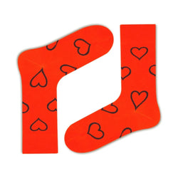 Big Heart Colorful fun patterned organic novelty orange crew socks - LOVE SOCK COMPANY