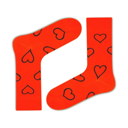 Big Heart Colorful fun patterned organic novelty orange crew socks - LOVE SOCK COMPANY