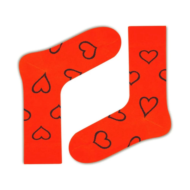 Big Heart Colorful fun patterned organic novelty orange crew socks - LOVE SOCK COMPANY
