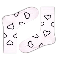 Big Heart Colorful fun patterned organic novelty white crew socks - LOVE SOCK COMPANY