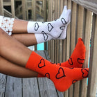 Big Heart Colorful fun patterned organic novelty white crew socks - LOVE SOCK COMPANY