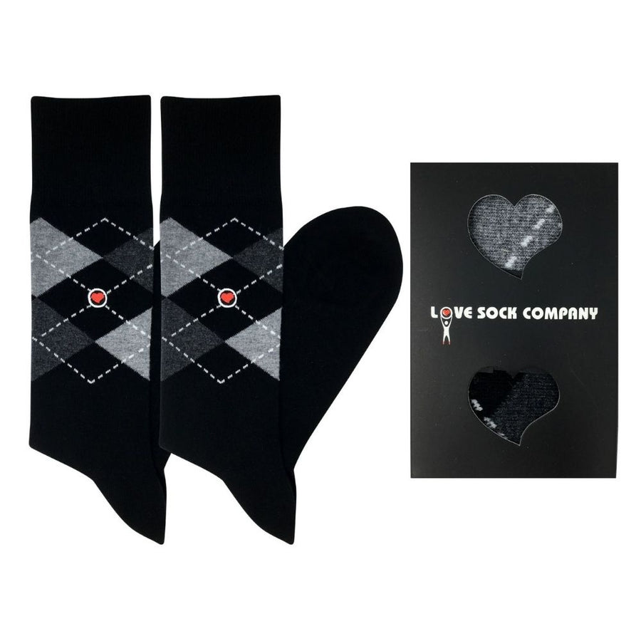 Argyle Groomsmen Dress Socks for Wedding Black - LOVE SOCK COMPANY