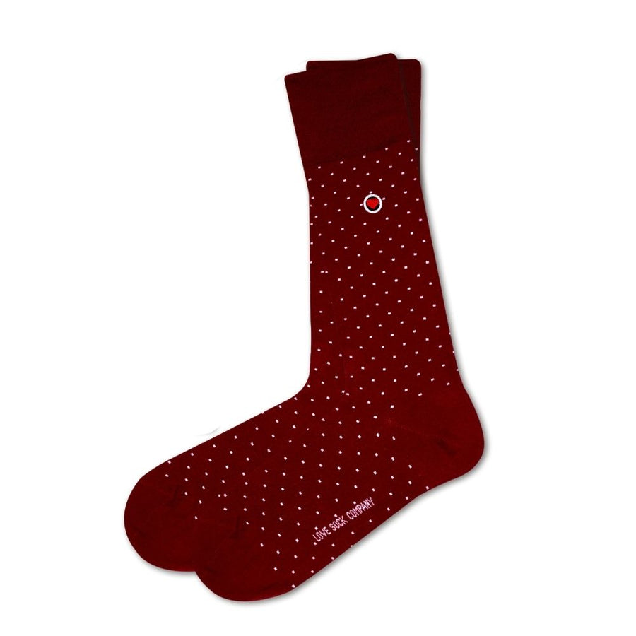 Biz Dots Men's Polka Dot Premium Dress Socks Burgundy Love Sock Company (M) - LOVE SOCK COMPANY