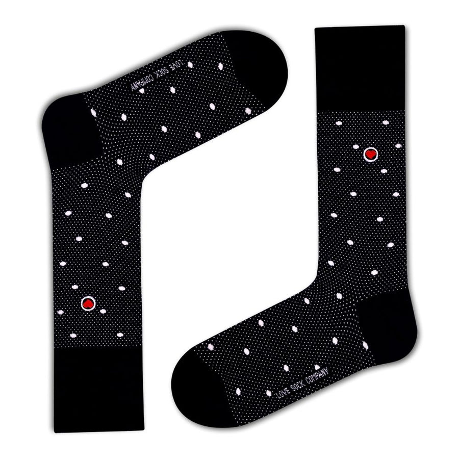 Love Sock Company Funky Patterned Fun Men's Dress Socks Polka Night Black (M) - LOVE SOCK COMPANY