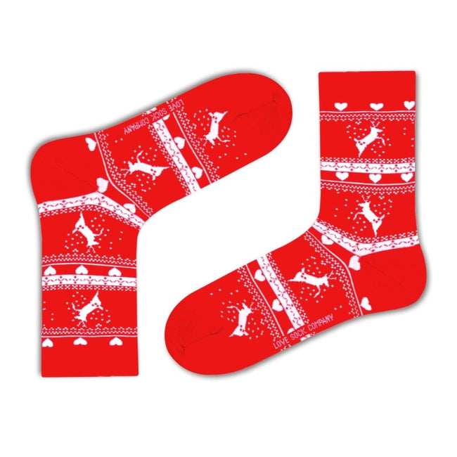 Christmas Reindeer Red Novelty Dress Socks Love Sock Company (W) - LOVE SOCK COMPANY