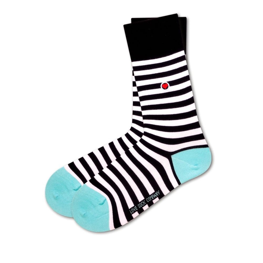 Striped Patterned Fun Crew Socks for Women Simplicity Socks Black (W) - LOVE SOCK COMPANY