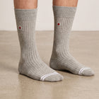Men's Mid-Calf Dress Socks - Ribbed Solid Grey