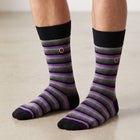 Men's Mid-Calf Dress Socks - Love Stripes Grey