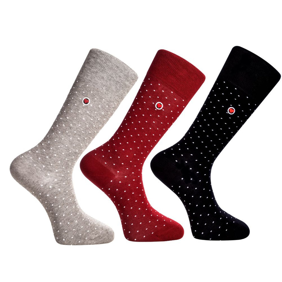 Polka dots dress socks for men | 3 Premium Organic Cotton Men\'s Socks