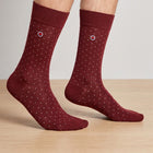 Men's Mid-Calf Dress Socks - Biz Dots Burgundy