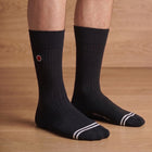 Men's Mid-Calf Dress Socks - Ribbed Solid Black