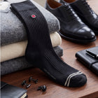 Men's Mid-Calf Dress Socks - Ribbed Solid Black