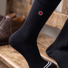 Men's Mid-Calf Dress Socks - Ribbed Solid Black