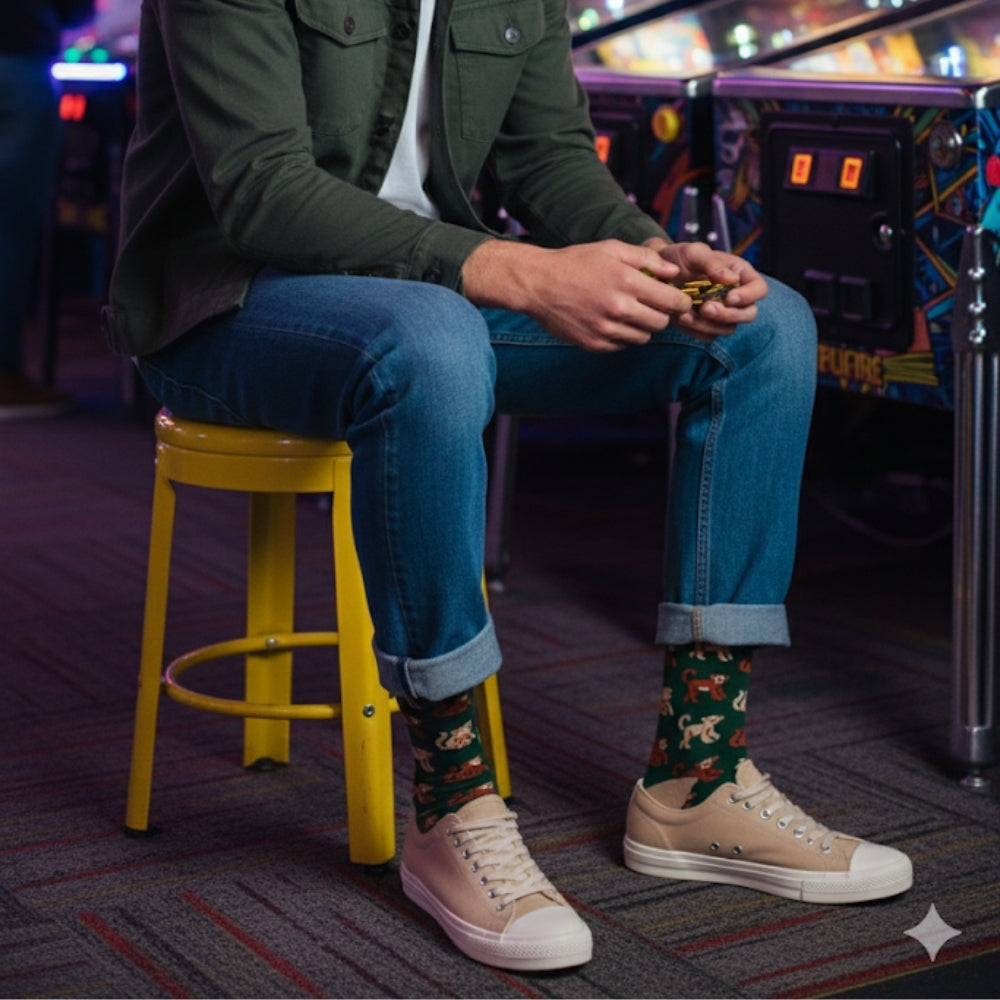 Premium Seamless Crew Socks - Fun Patterns & Stay-Up Organic Cotton - Monkey