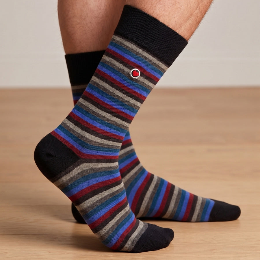 Men's Mid-Calf Dress Socks - Love Stripes