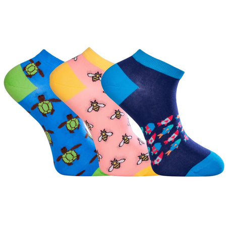 Love Sock Company 3 Pair Colorful Fun Patterned Ankle Socks Bundle 2 (Unisex)