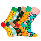 Men’s Colorful Fun Patterned Crew Socks Gift Pack