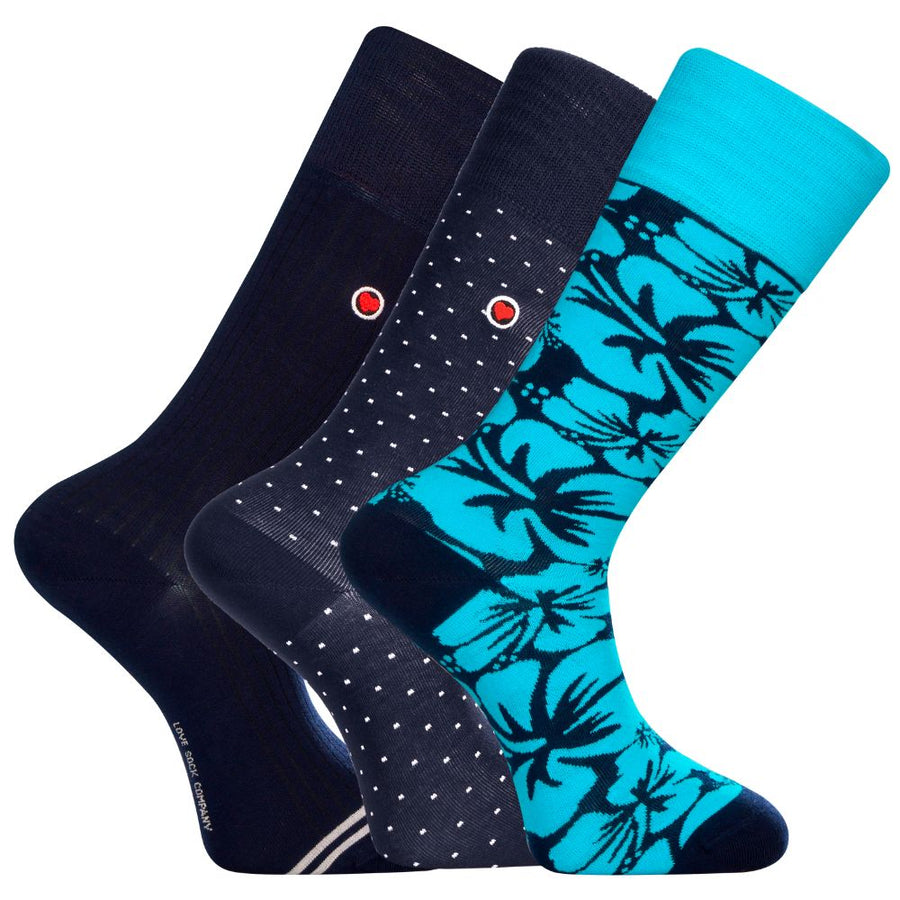 Men's Mid-Calf Dress Socks 3-Pack - Malibu — organic cotton socks by Love Sock Company