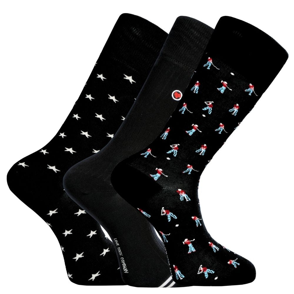 Love Sock Company Men's Golfer Gift Socks, 3-Pack - Black - ONE SIZE Love Sock Company Men's Golfer Gift Socks, 3-Pack - Black - ONE SIZE