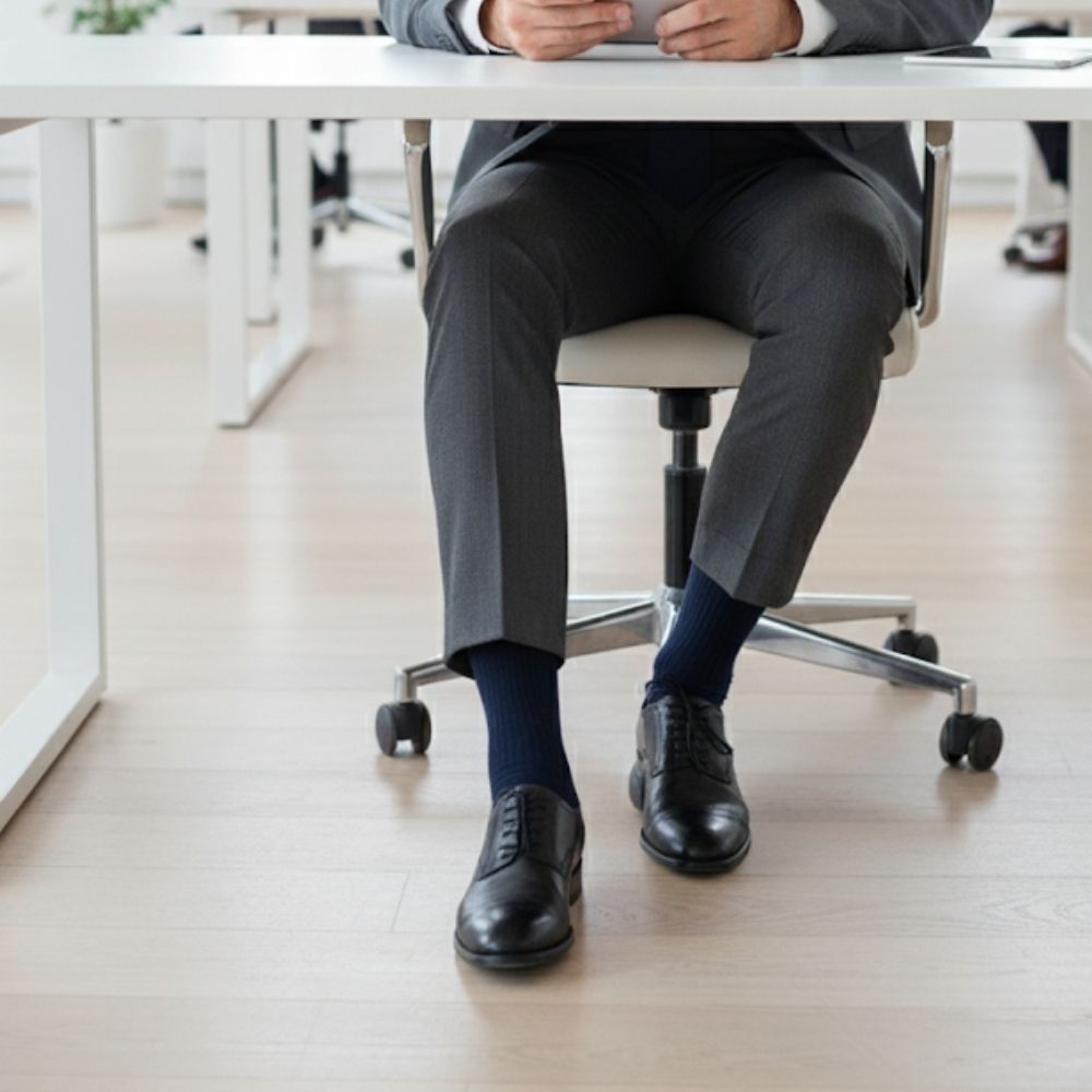Luxury 3-Pack: Premium Organic Cotton Mid-Calf Dress Socks - Ribbed Solids