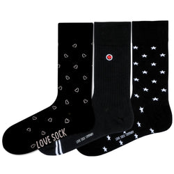 Luxury 3-Pack Women's Crew Dress Socks - Seamless Comfort - Love Stars