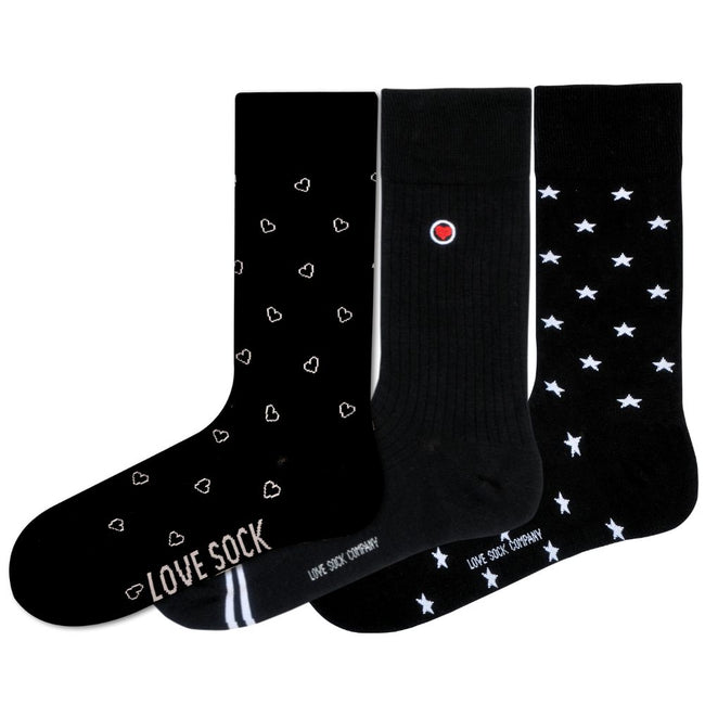 Luxury 3-Pack Women's Crew Dress Socks - Seamless Comfort - Love Stars