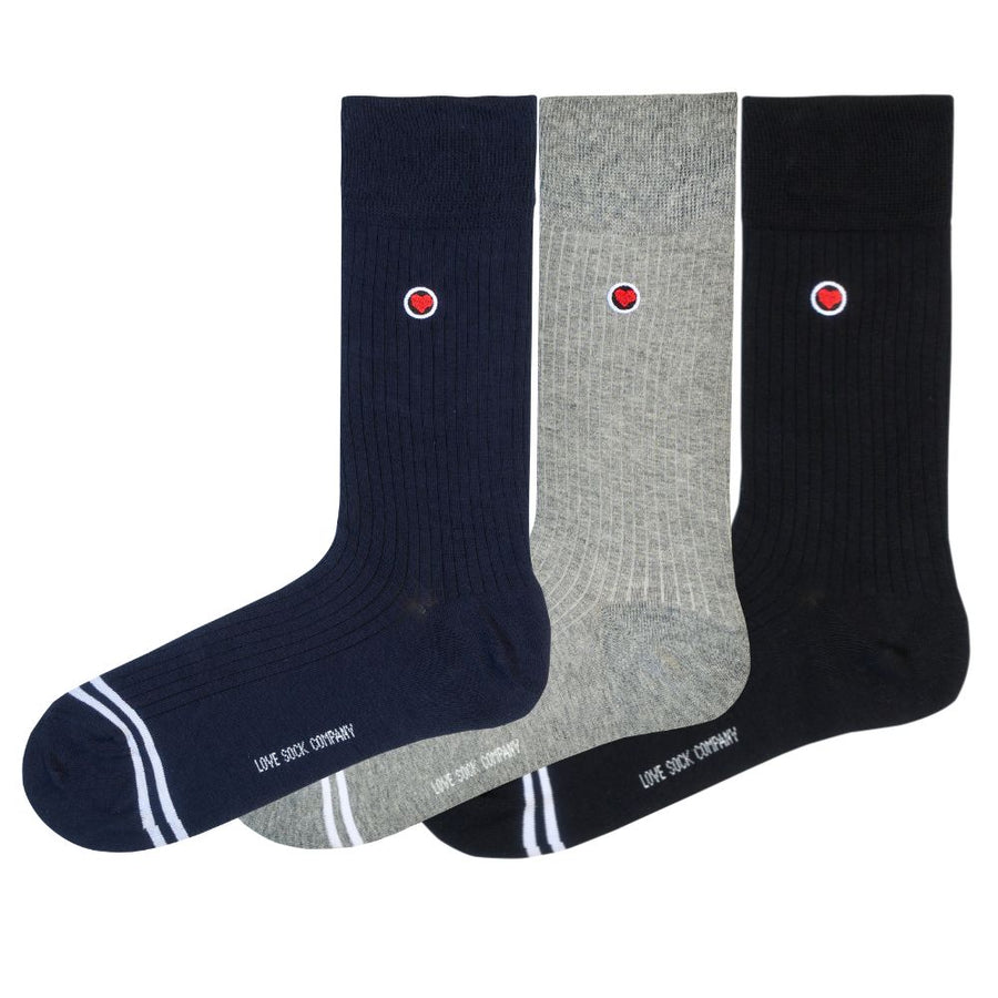 Women's Crew Dress Socks 3-Pack - Ribbed Solid — organic cotton socks by Love Sock Company