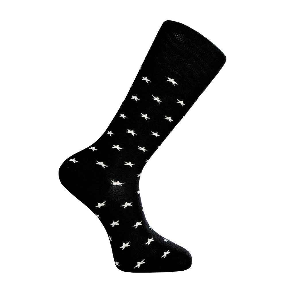 Star Pattern Mid-Calf Dress Sock - Seamless Organic Cotton