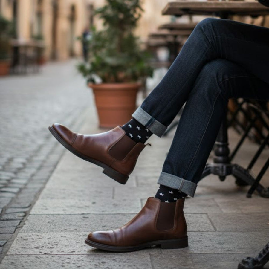 Men's Mid-Calf Dress Socks - Star Pattern — organic cotton socks by Love Sock Company