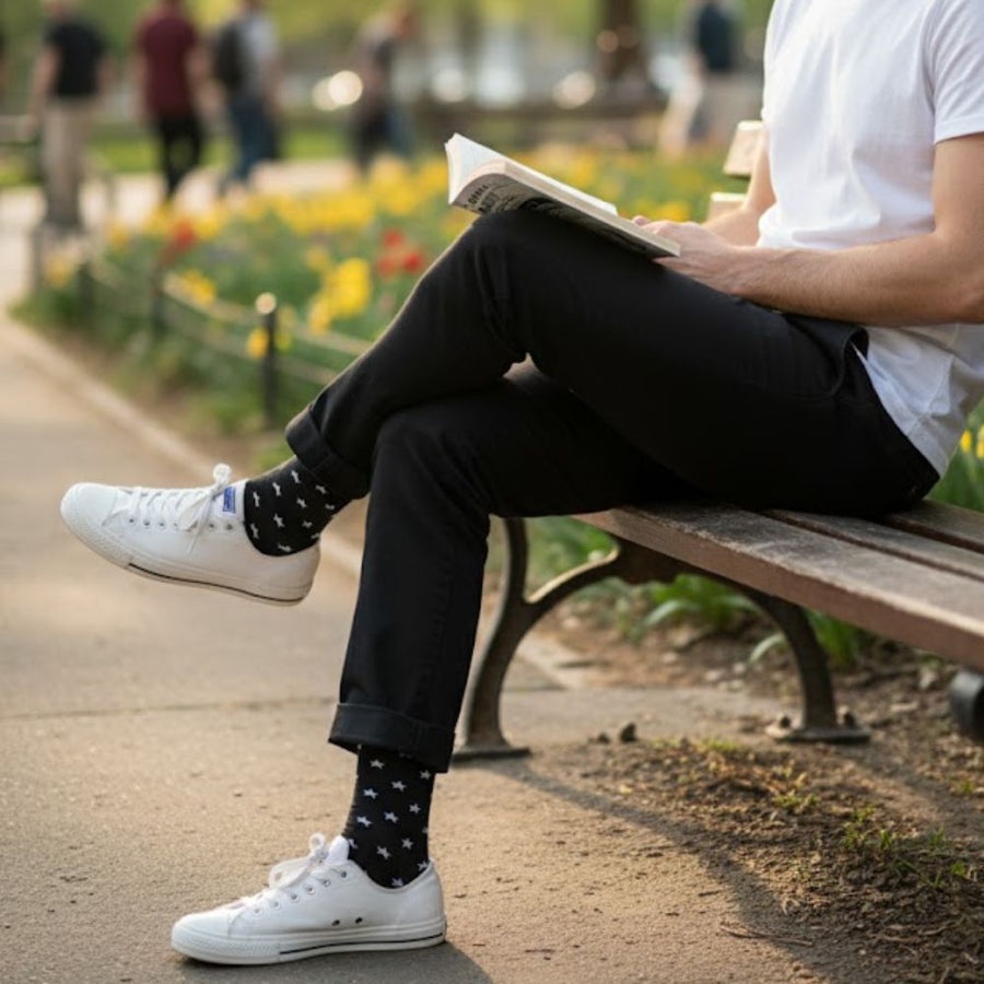 Men's Mid-Calf Dress Socks - Star Pattern — organic cotton socks by Love Sock Company