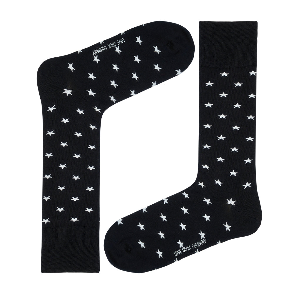 Star Pattern Mid-Calf Dress Sock - Seamless Organic Cotton