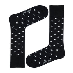Star Pattern Mid-Calf Dress Sock - Seamless Organic Cotton