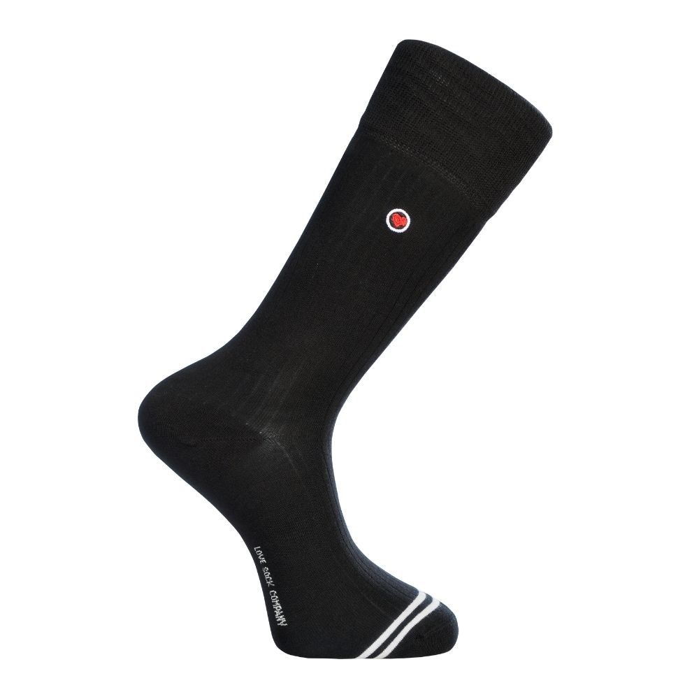 Luxury Pack: Premium Organic Cotton Mid-Calf Dress Socks - Ribbed Solid Black