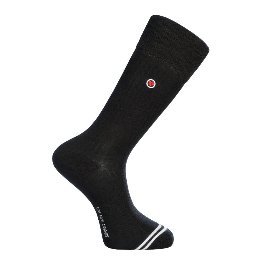 Men's Mid-Calf Dress Socks - Ribbed Solid Black — organic cotton socks by Love Sock Company