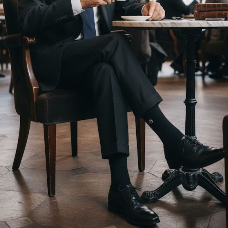 Men's Mid-Calf Dress Socks - Ribbed Solid Black — organic cotton socks by Love Sock Company