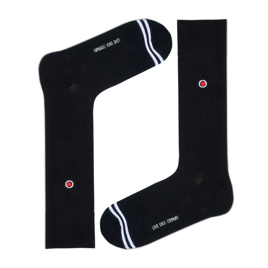 Men's Mid-Calf Dress Socks - Ribbed Solid Black — organic cotton socks by Love Sock Company