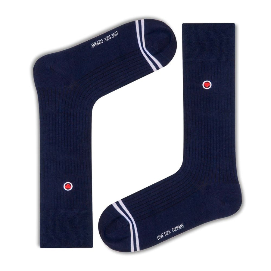 Men's Mid-Calf Dress Socks - Ribbed Solid Navy — organic cotton socks by Love Sock Company