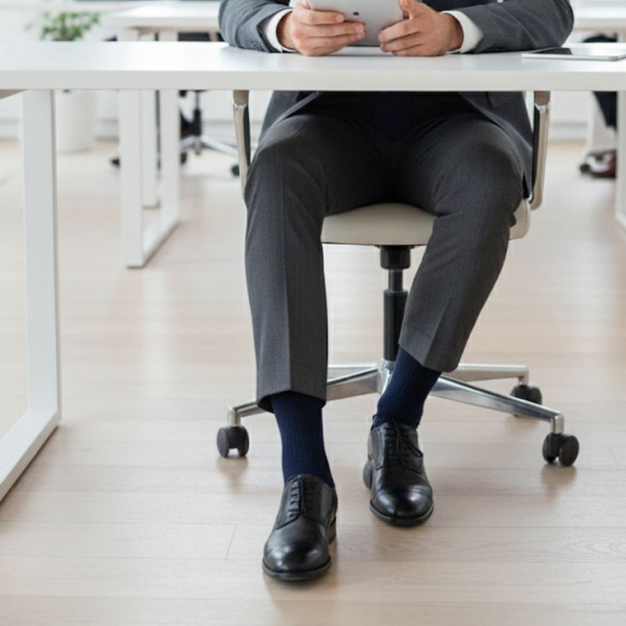 Men's Mid-Calf Dress Socks - Ribbed Solid Navy — organic cotton socks by Love Sock Company