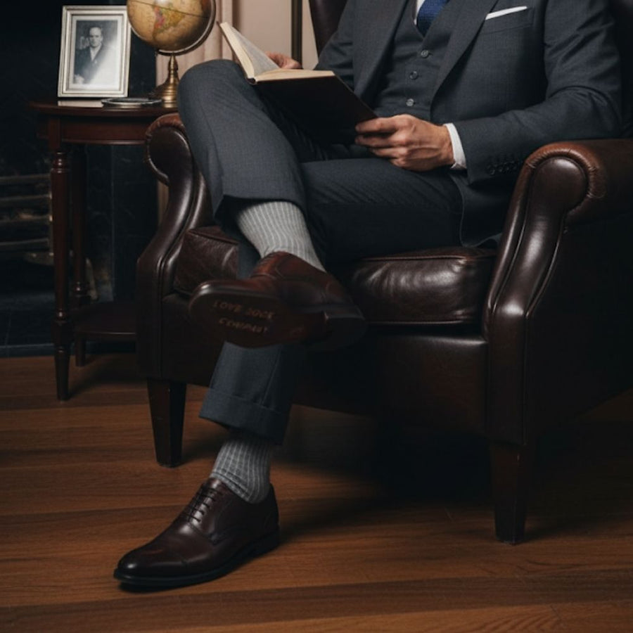Men's Mid-Calf Dress Socks - Ribbed Solid Grey — organic cotton socks by Love Sock Company