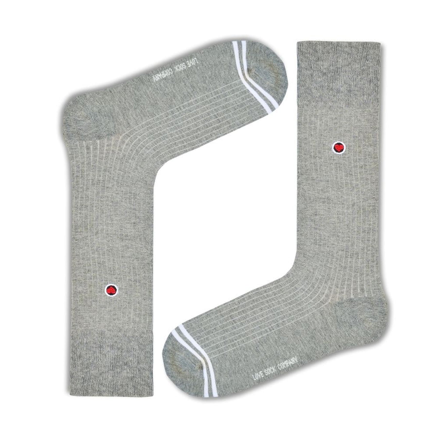 Men's Mid-Calf Dress Socks - Ribbed Solid Grey — organic cotton socks by Love Sock Company
