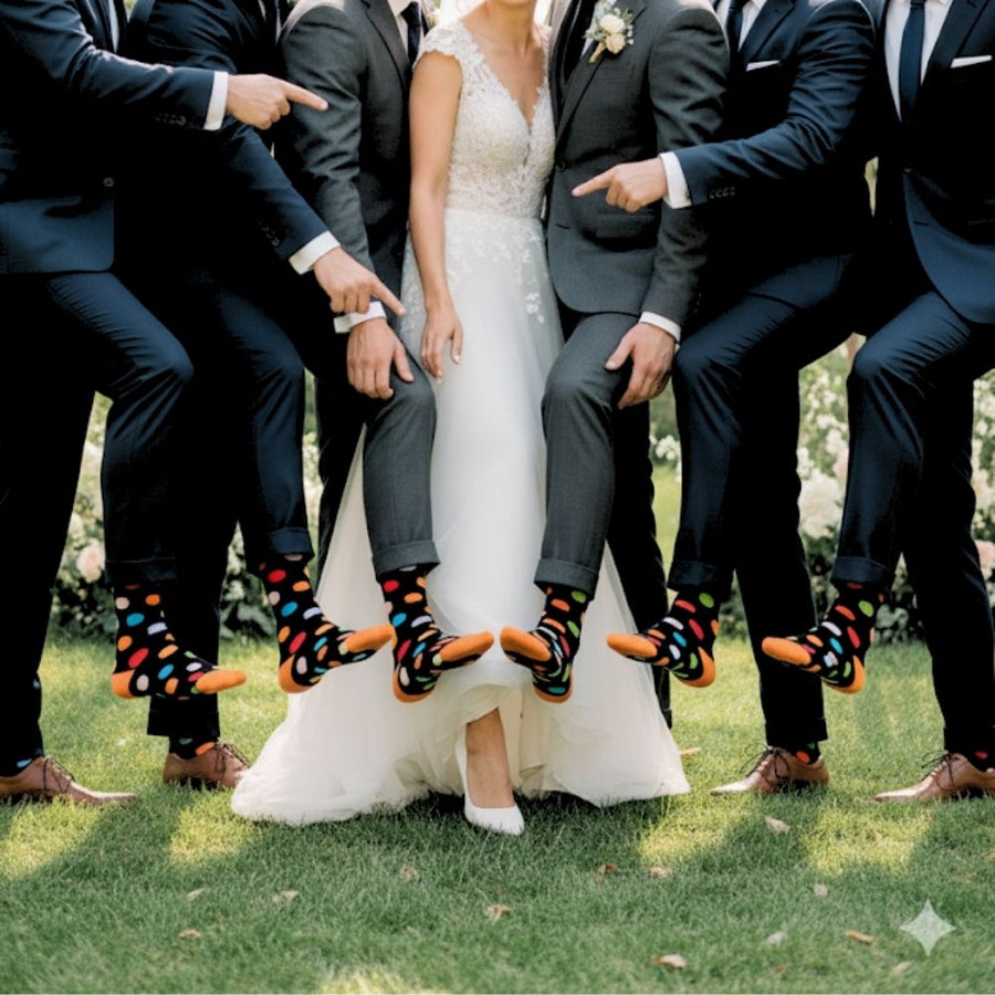 Men's Mid-Calf Dress Socks - Big Polka Black — organic cotton socks by Love Sock Company