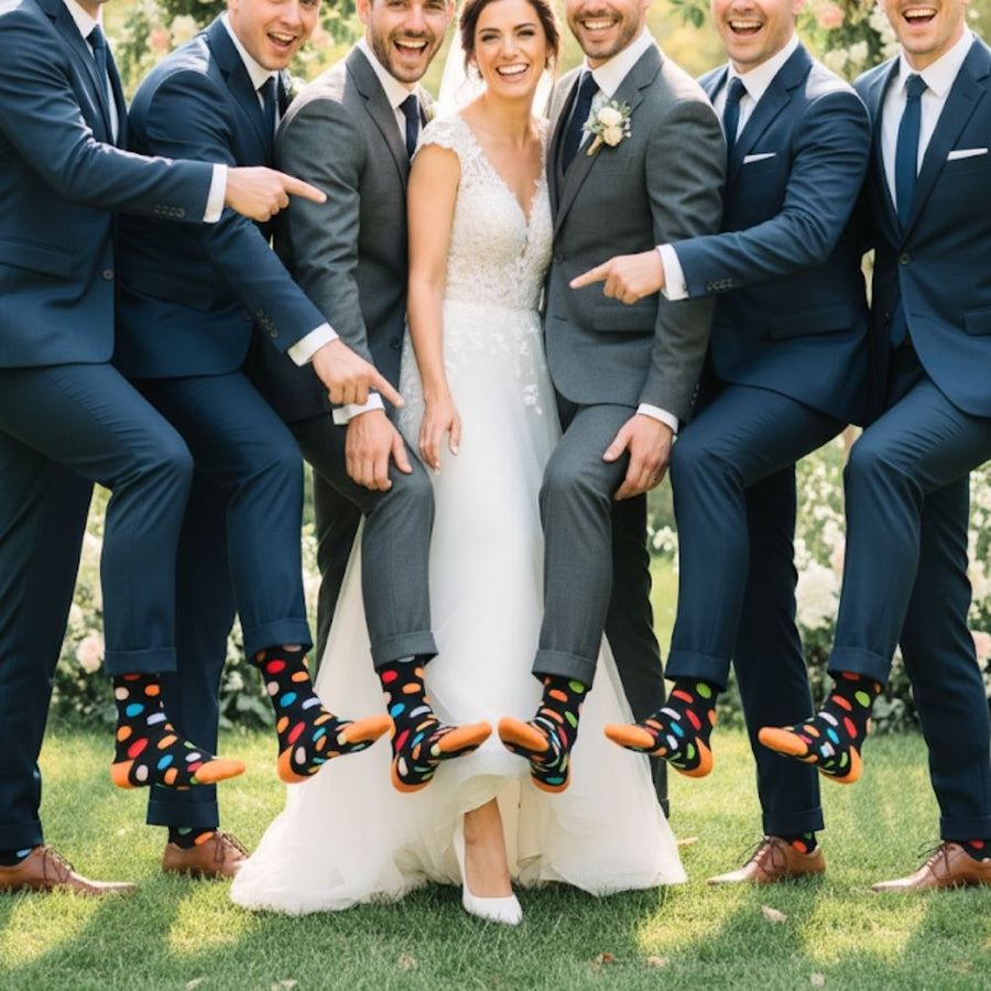 Men's Mid-Calf Dress Socks - Big Polka Navy — organic cotton socks by Love Sock Company